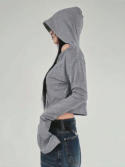 Y2K Grunge Off Shoulder Hoodie