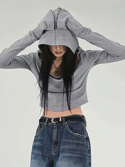 Y2K Grunge Off Shoulder Hoodie