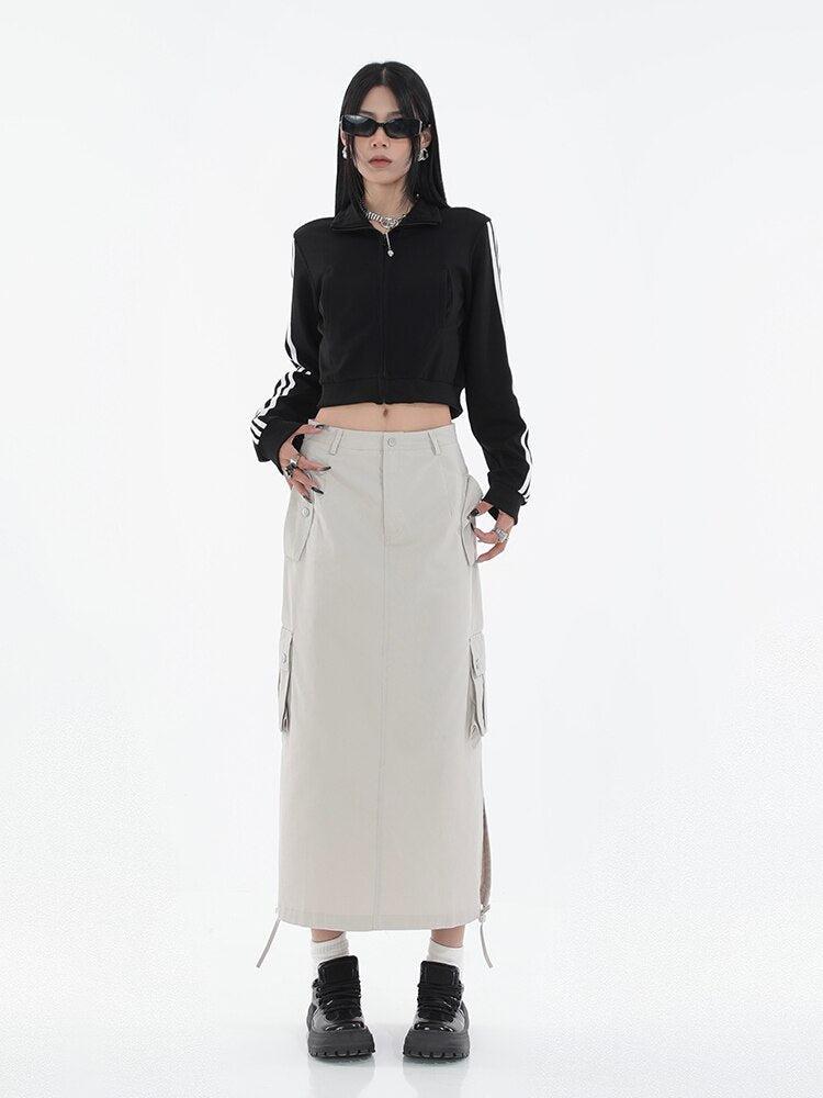 Y2K Grunge Parachute Maxi Skirt