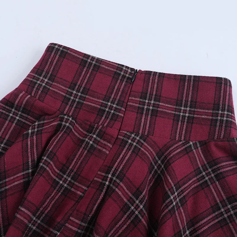 Y2K Grunge Patchwork Plaid Midi Skirt