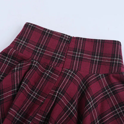 Y2K Grunge Patchwork Plaid Midi Skirt