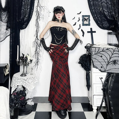 Y2K Grunge Plaid Hitch-Up Skirt
