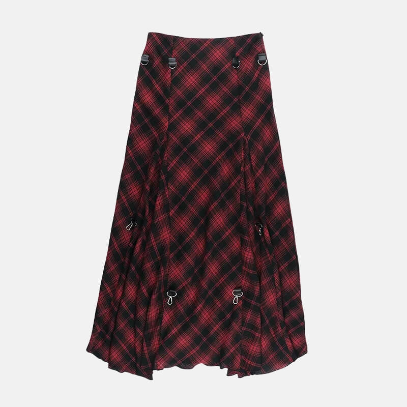Y2K Grunge Plaid Hitch-Up Skirt