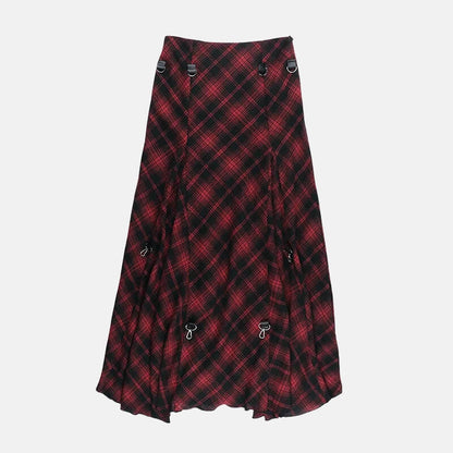 Y2K Grunge Plaid Hitch-Up Skirt