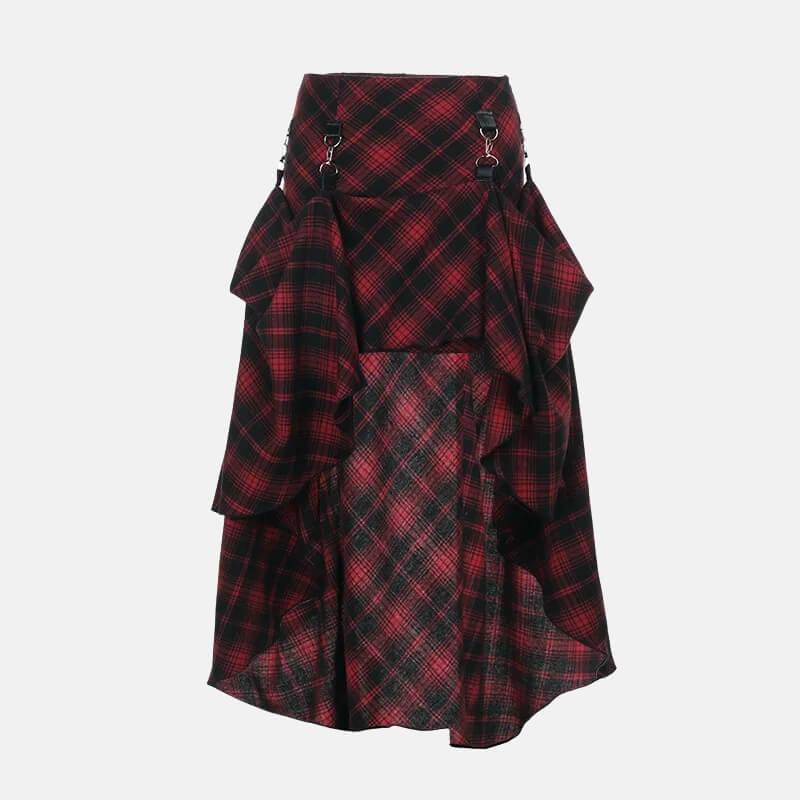 Y2K Grunge Plaid Hitch-Up Skirt