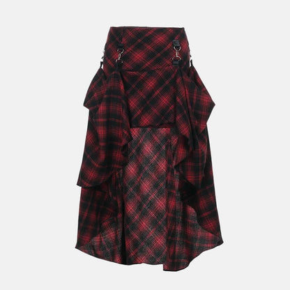 Y2K Grunge Plaid Hitch-Up Skirt