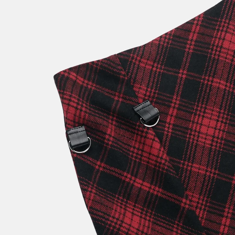 Y2K Grunge Plaid Hitch-Up Skirt