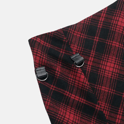 Y2K Grunge Plaid Hitch-Up Skirt
