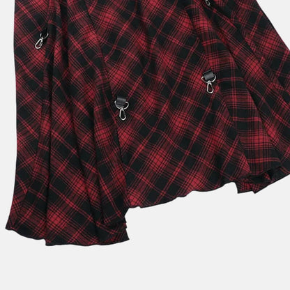 Y2K Grunge Plaid Hitch-Up Skirt