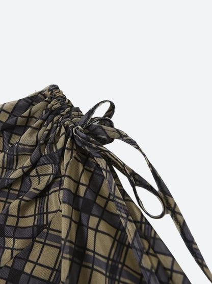 Y2K Grunge Plaid Mesh Midi Skirt