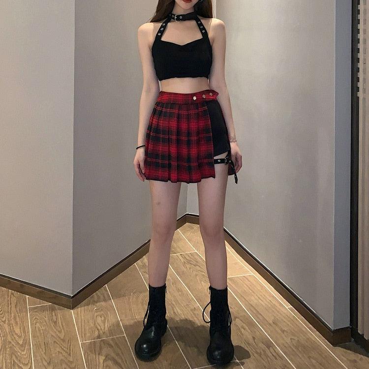 Y2K Grunge Plaid Mini Skort