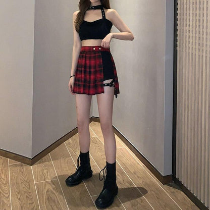 Y2K Grunge Plaid Mini Skort