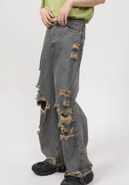Y2K Grunge Ripped Straight Leg Jeans