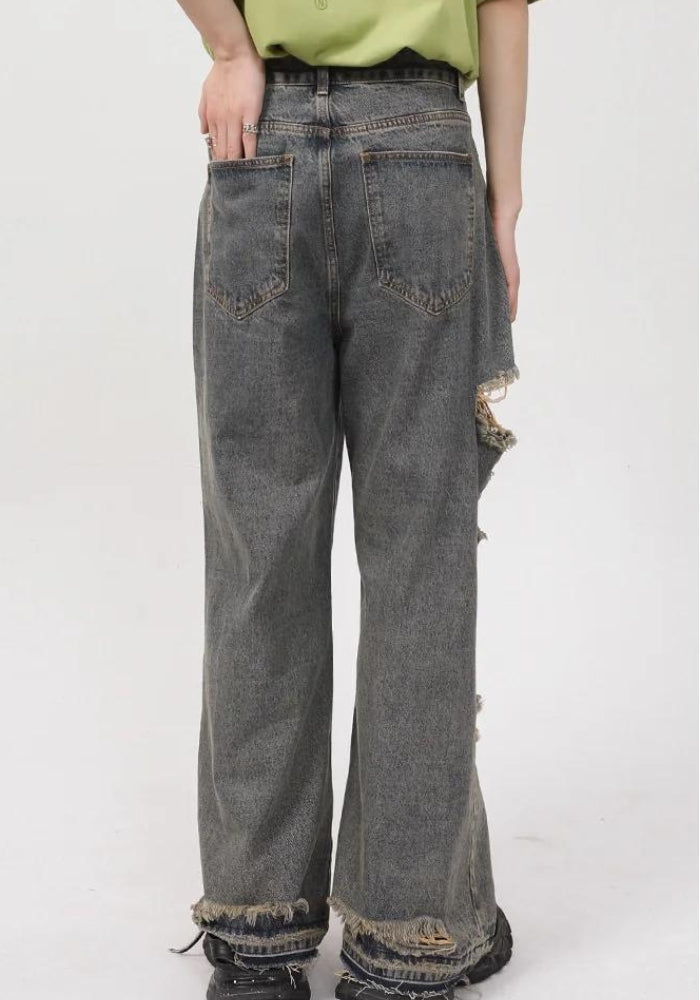 Y2K Grunge Ripped Straight Leg Jeans