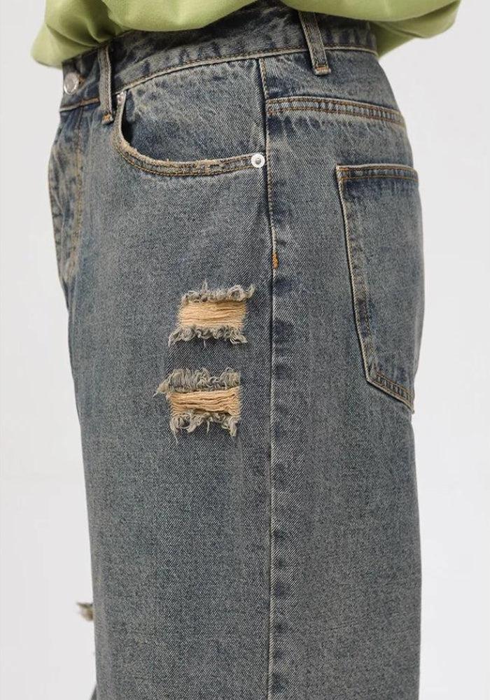 Y2K Grunge Ripped Straight Leg Jeans