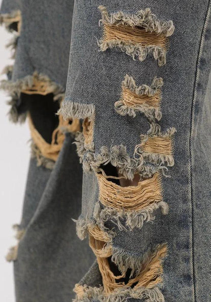 Y2K Grunge Ripped Straight Leg Jeans
