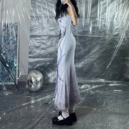 Y2K Grunge Skeleton Maxi Dress