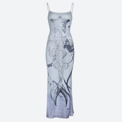 Y2K Grunge Skeleton Maxi Dress