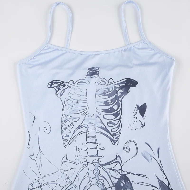 Y2K Grunge Skeleton Maxi Dress