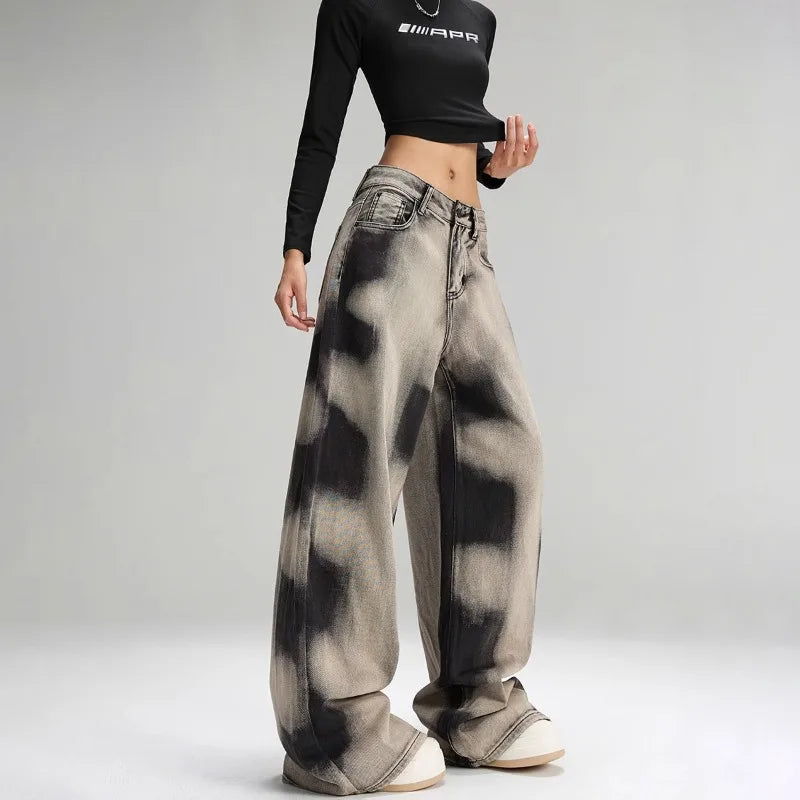 Y2K Grunge Sprayed Jeans