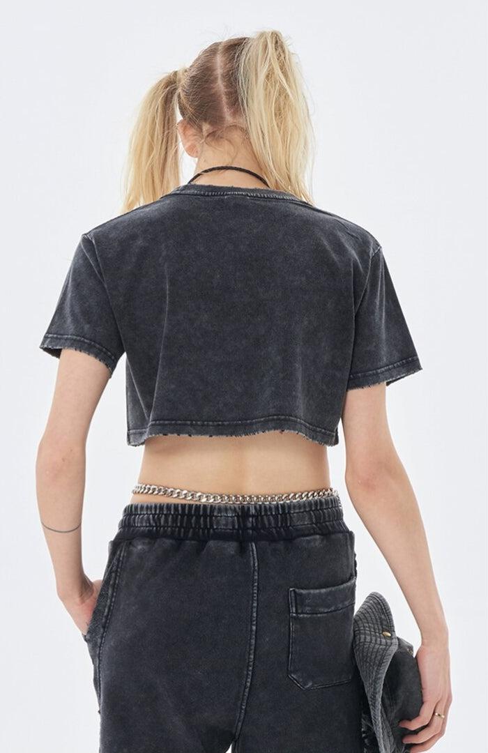Y2K Grunge Washed Crop Top