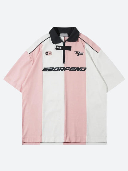 Y2K Half Zip-Up Jersey Top