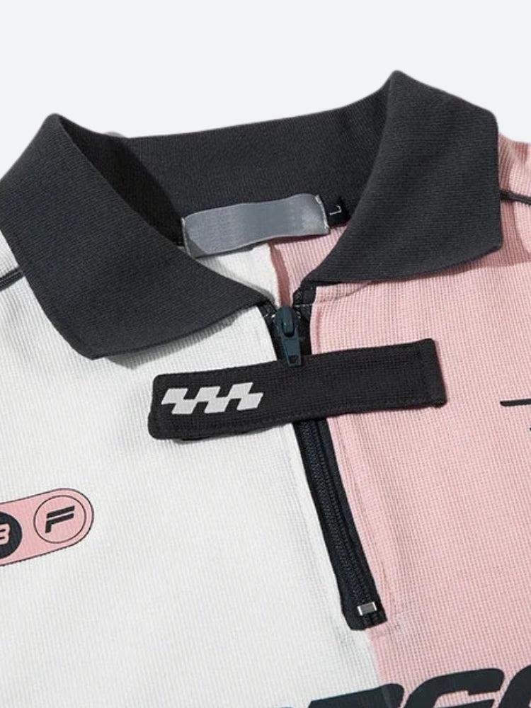 Y2K Half Zip-Up Jersey Top