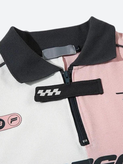 Y2K Half Zip-Up Jersey Top