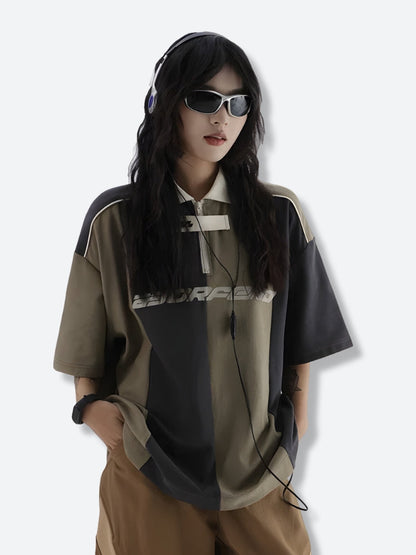 Y2K Half Zip-Up Jersey Top