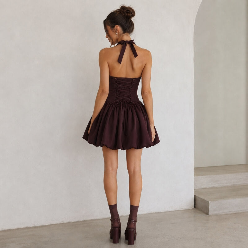 Y2K Halter Bubble Mini Dress