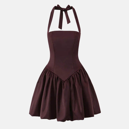 Y2K Halter Bubble Mini Dress