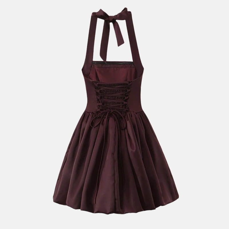Y2K Halter Bubble Mini Dress
