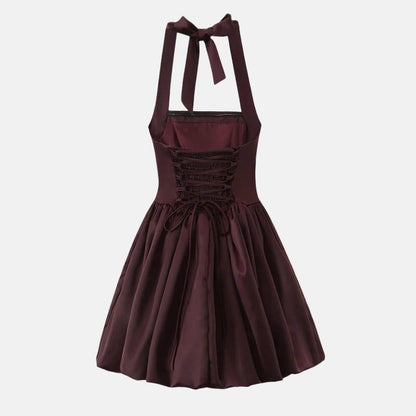 Y2K Halter Bubble Mini Dress