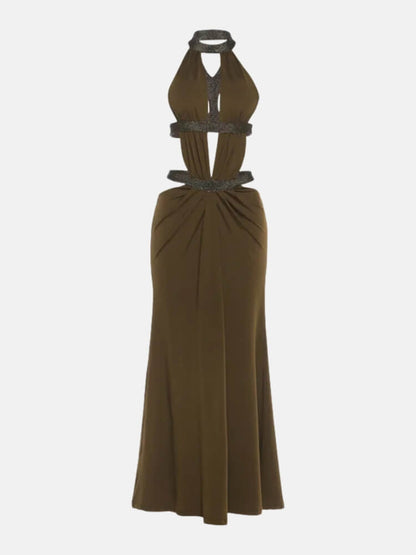 Y2K Halter Cut Out Maxi Dress