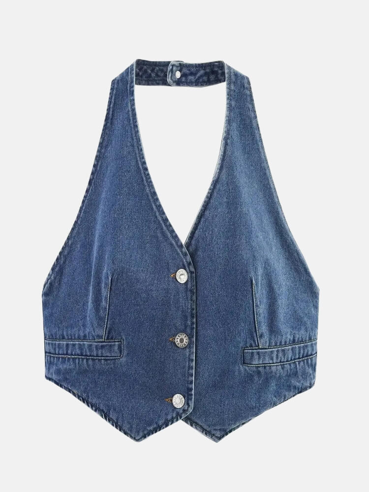 Y2K Halter Denim Top
