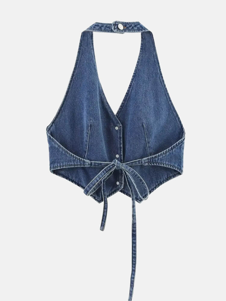 Y2K Halter Denim Top