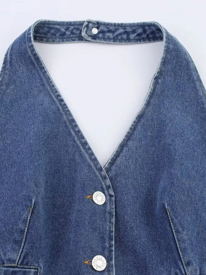 Y2K Halter Denim Top