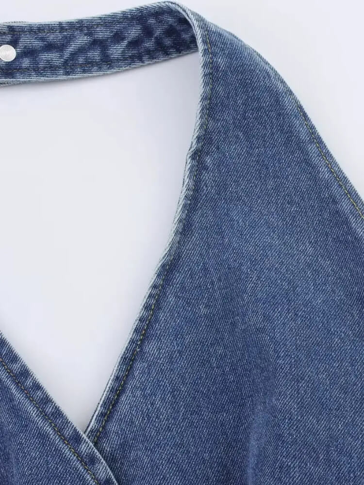 Y2K Halter Denim Top
