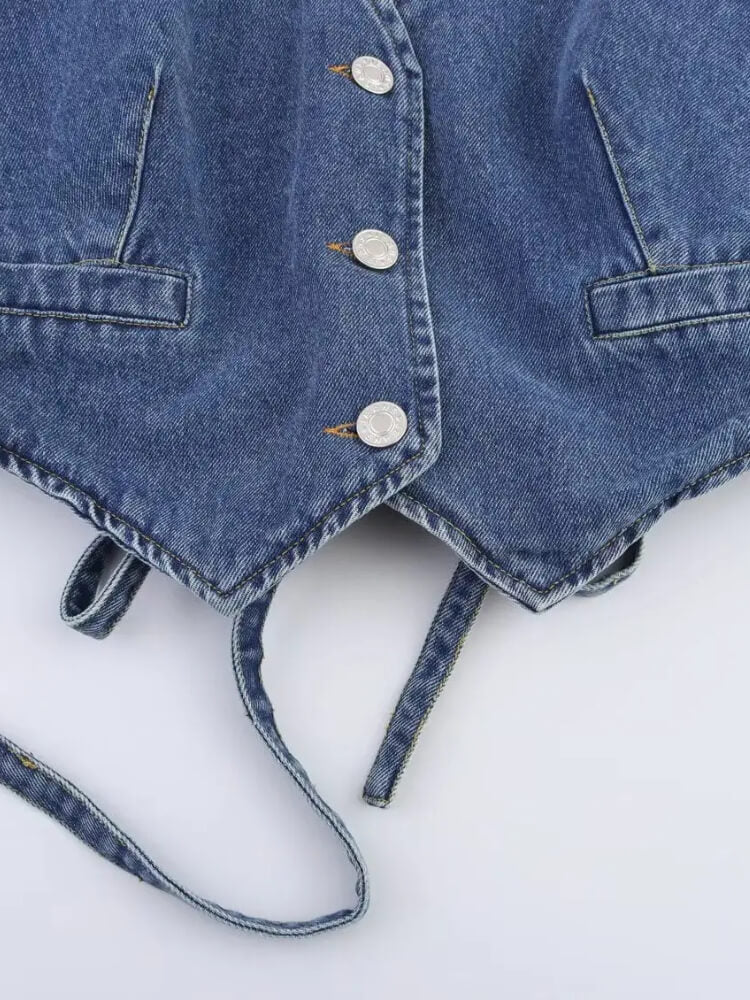 Y2K Halter Denim Top