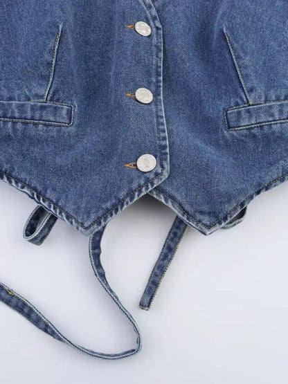 Y2K Halter Denim Top