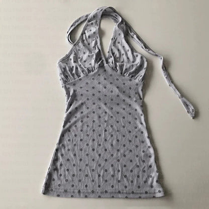 Halter Neck Polka Dot Crop Top