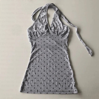 Y2K Halter Neck Polka Dot Top