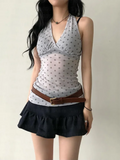 Halter Neck Polka Dot Crop Top
