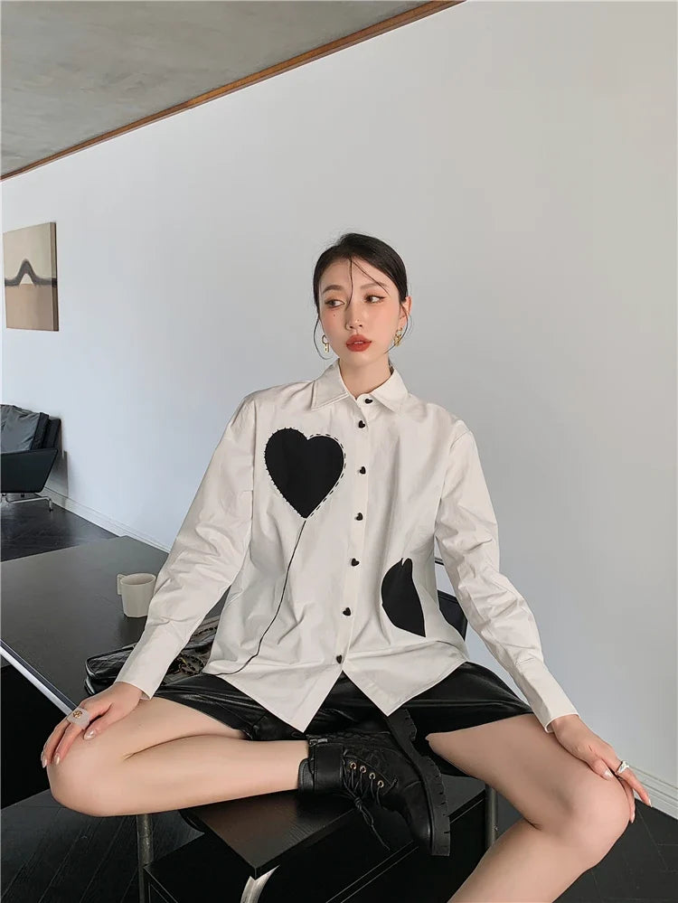 Y2K Heart Button-Up Shirt