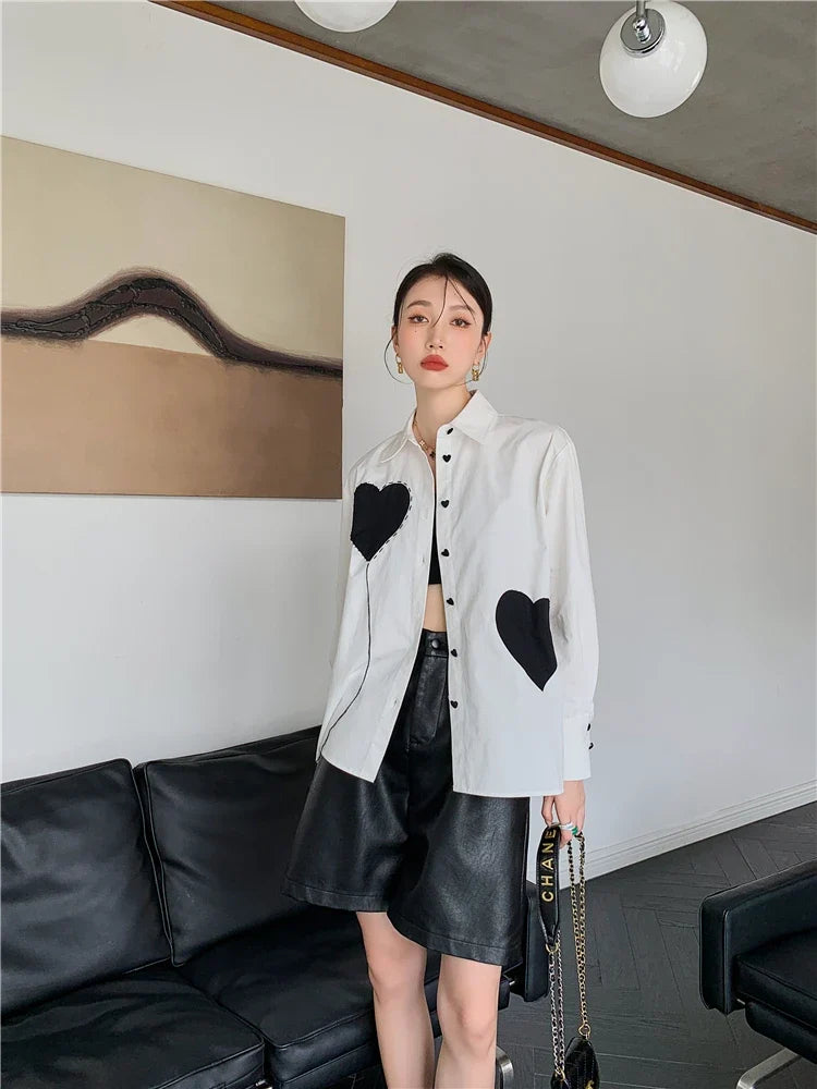 Y2K Heart Button-Up Shirt