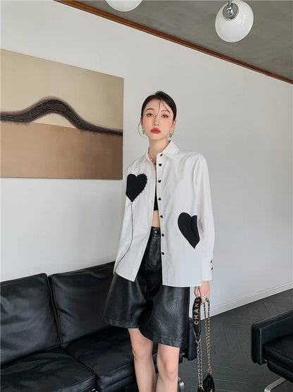 Y2K Heart Button-Up Shirt