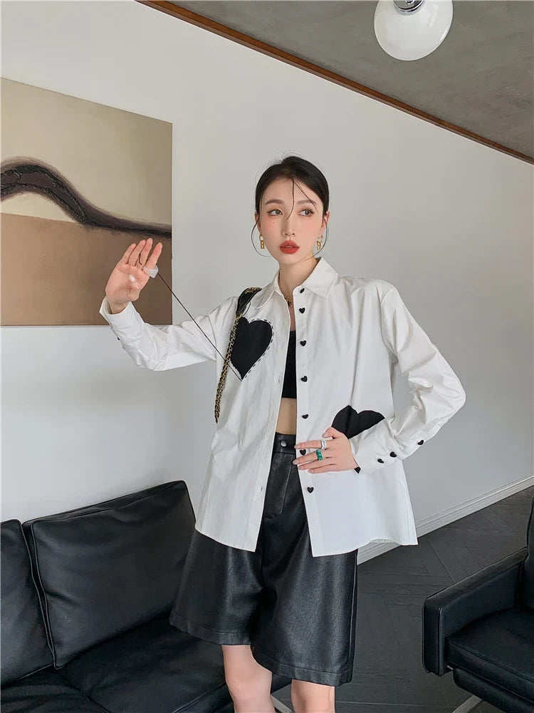 Y2K Heart Button-Up Shirt