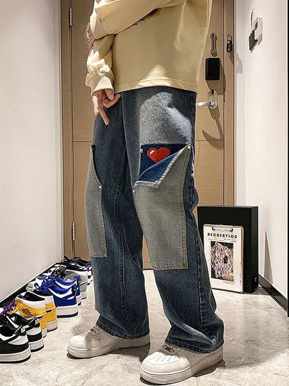 Y2K Heart Detail Cargo Jeans
