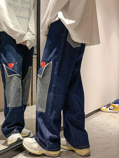 Y2K Heart Detail Cargo Jeans