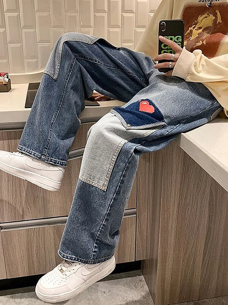 Y2K Heart Detail Cargo Jeans